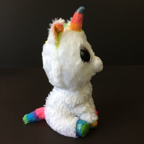 Ty | Toys | Ty Beanie Boos Pixy White Rainbow Unicorn Glitter Eyes 6